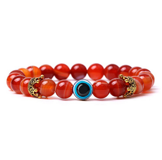 Playful Natural Tiger Eye Crown Bracelet for Couples