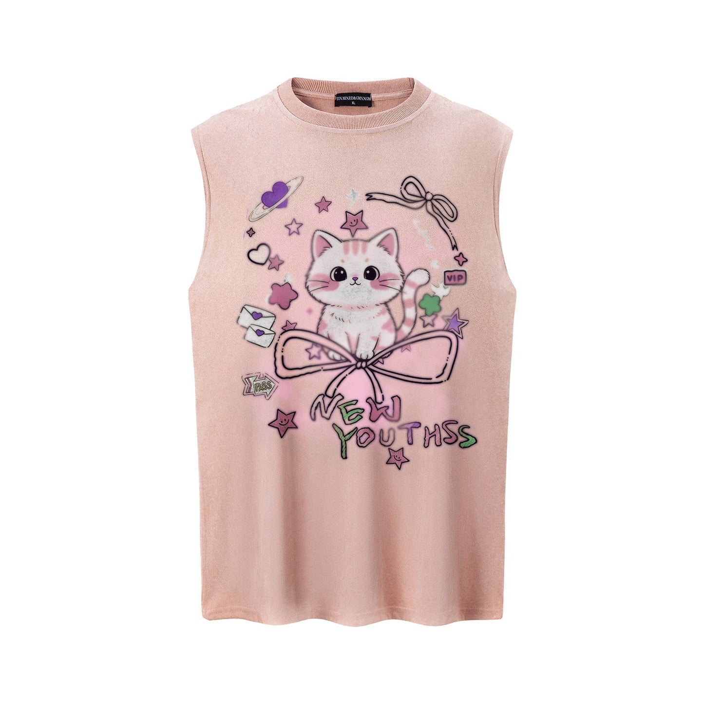 Sweet Cool Cat Printed Tank Top — Harajuku Street Fashion Cotton Tank