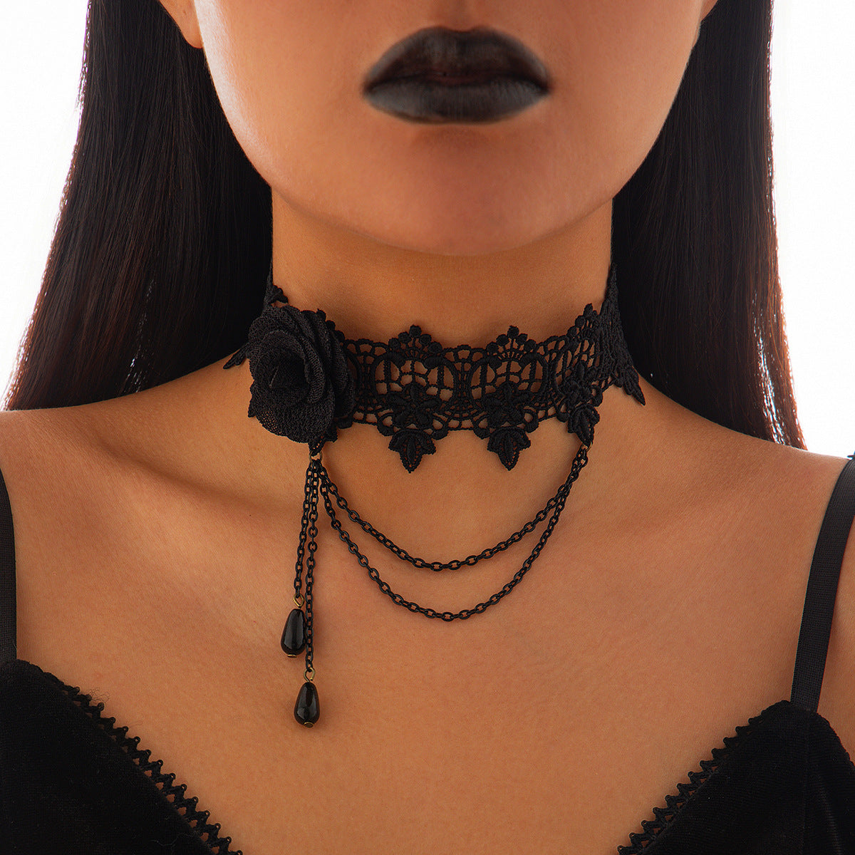 Spooky Lace Spider Web Necklace for Halloween