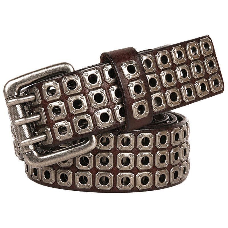Harajuku Style Cowhide Rivet Belt for Women