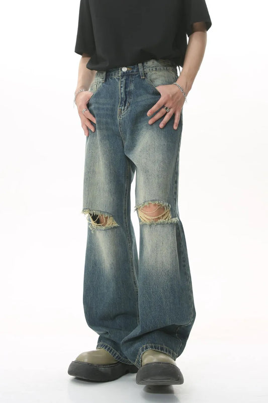 Distressed Wide Leg Jeans - Harajuku Style