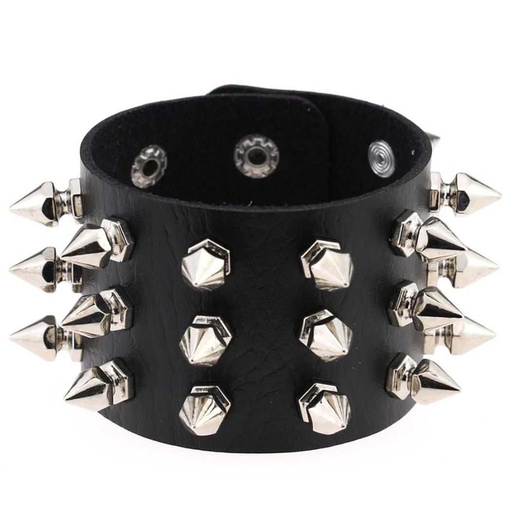 Punk Gothic Spiked Leather Cuff Bracelet