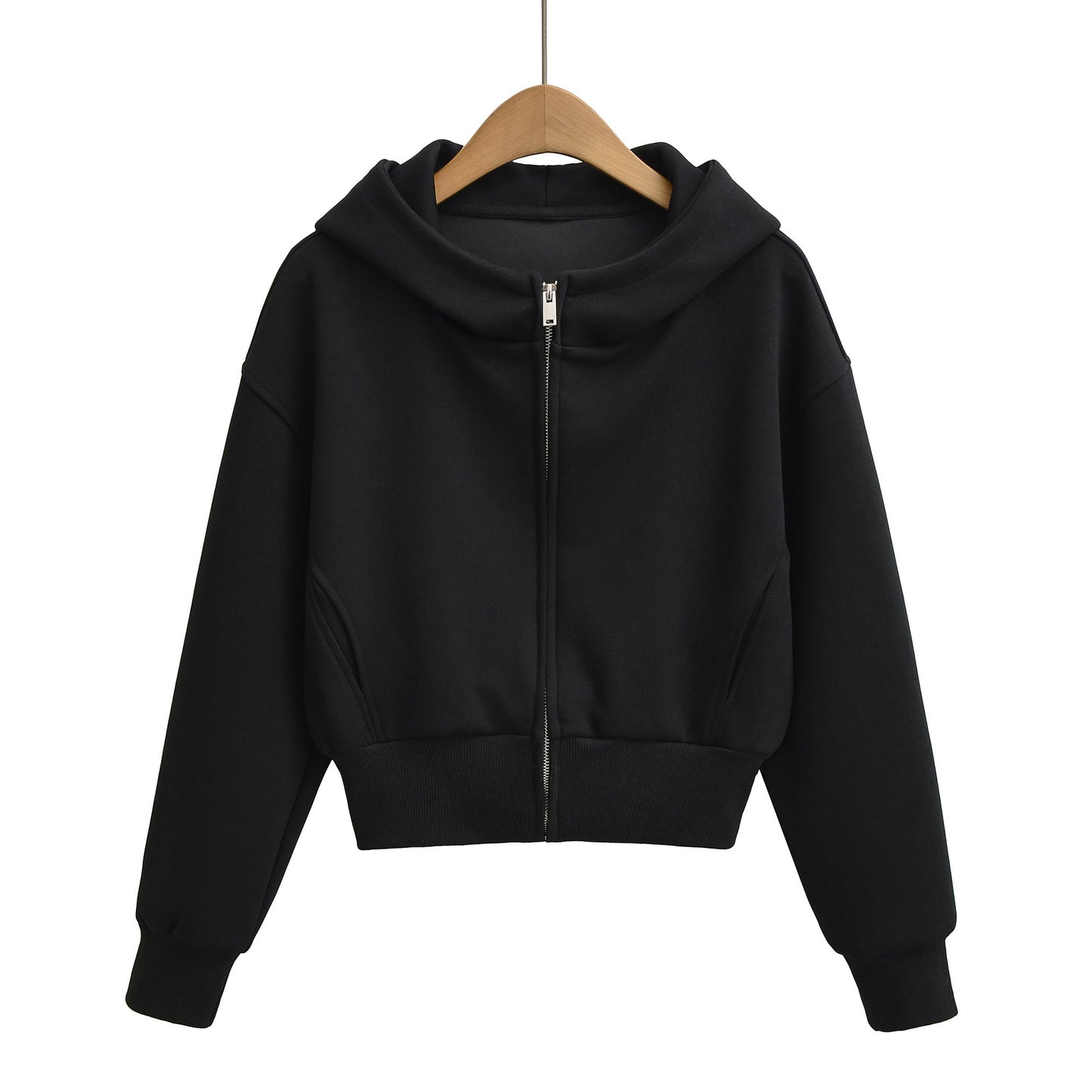 Hooded Zipper Short Hoodie Jacket for Women