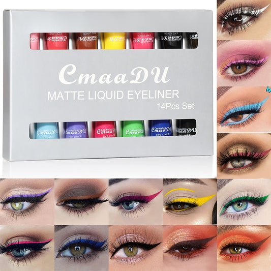 14 Color Matte Liquid Eyeliner Set - Quick Dry & Long Lasting