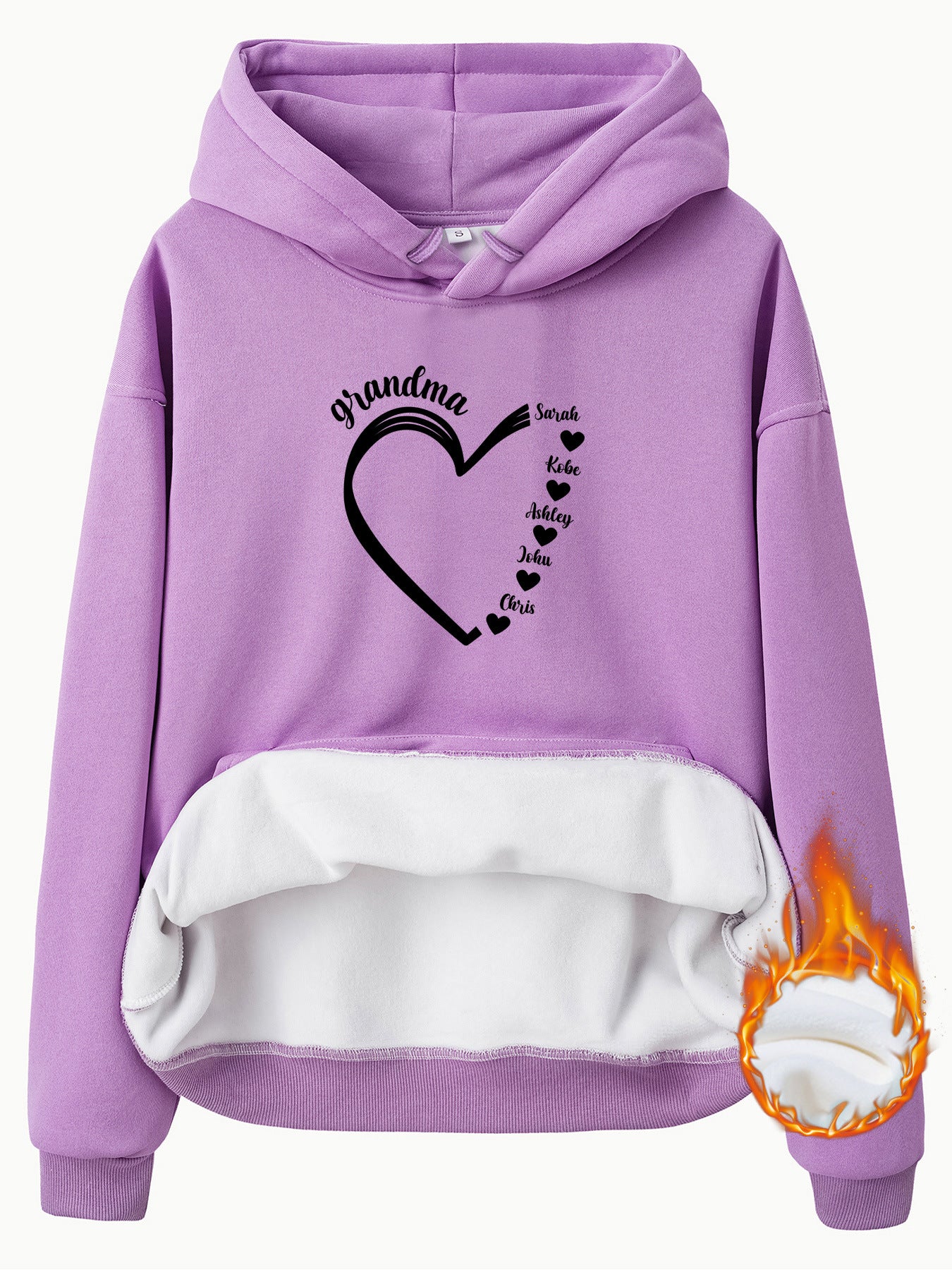 Top Hoodie with Grandma Love Pattern