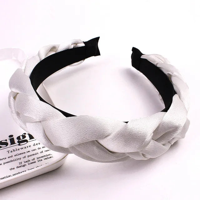Women Satin Cross Hairbands - Twisted Braid Headband