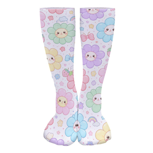Pastel Harajuku Floral Pattern Thick Stockings
