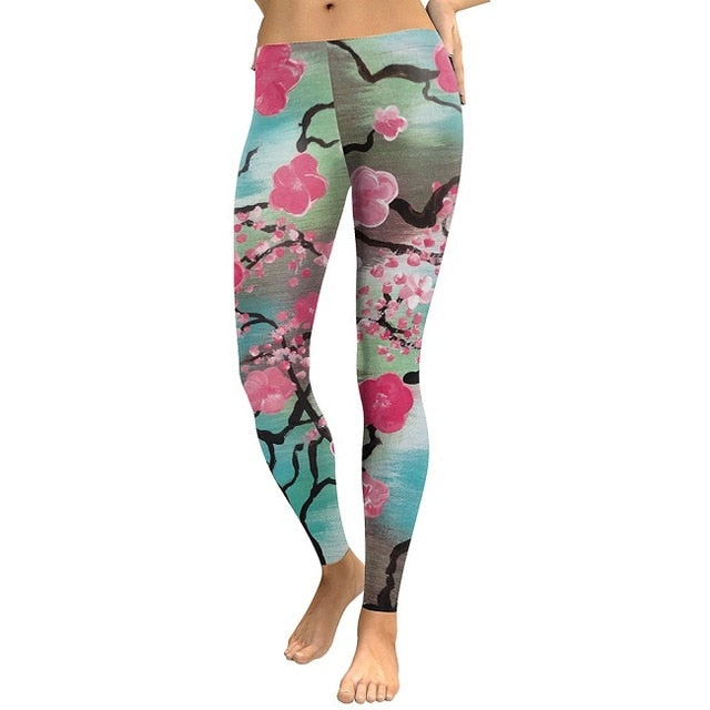 Pink Plum Blossom Leggings