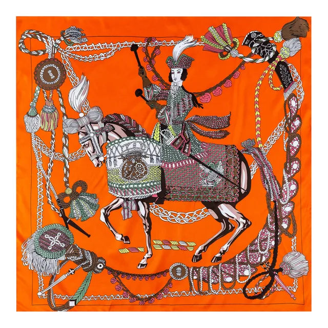 Playful Giraffe Twill Silk Scarf - 90CM Square