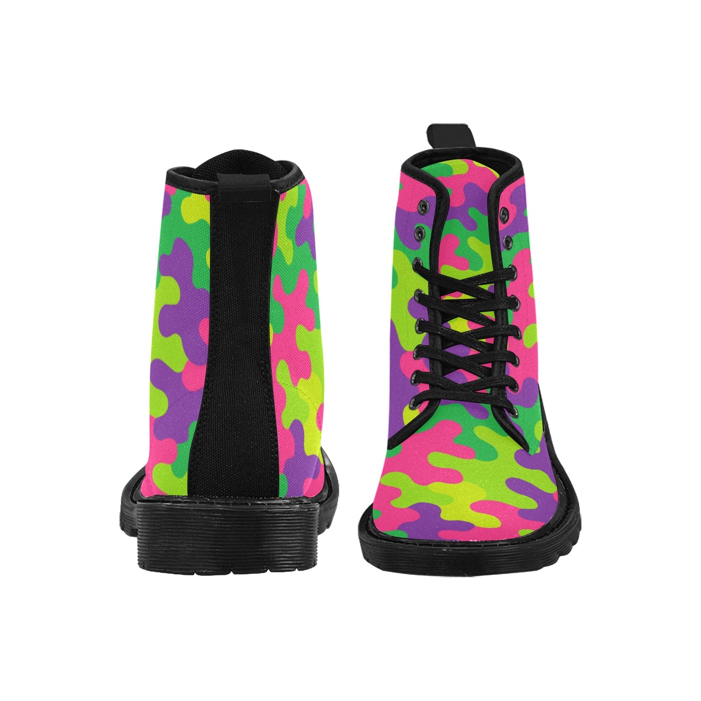 Women's Harajuku Rainbow Camo Lace Up Boots
