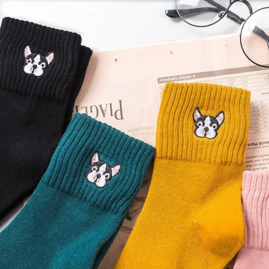 Cotton Sock Harajuku Cartoon Dog Embroidery Cute Socks