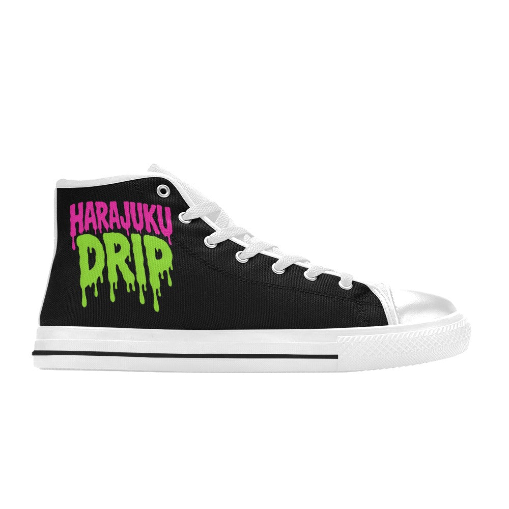 Harajuku Drip Neon Logo High Top Canvas Women's Shoes