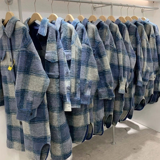 Harajuku Style Women’s Loose Long Woolen Plaid Coat