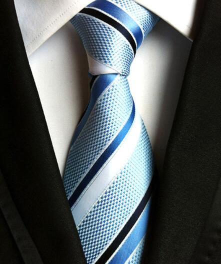 Classic Yellow & Navy Blue Striped Silk Tie