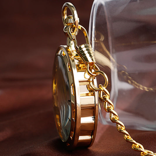 Vintage Steampunk Skeleton Pocket Watch Necklace