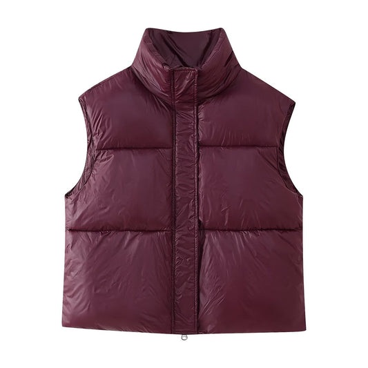 Harajuku Style Solid Color Stand-Up Collar Vest Jacket