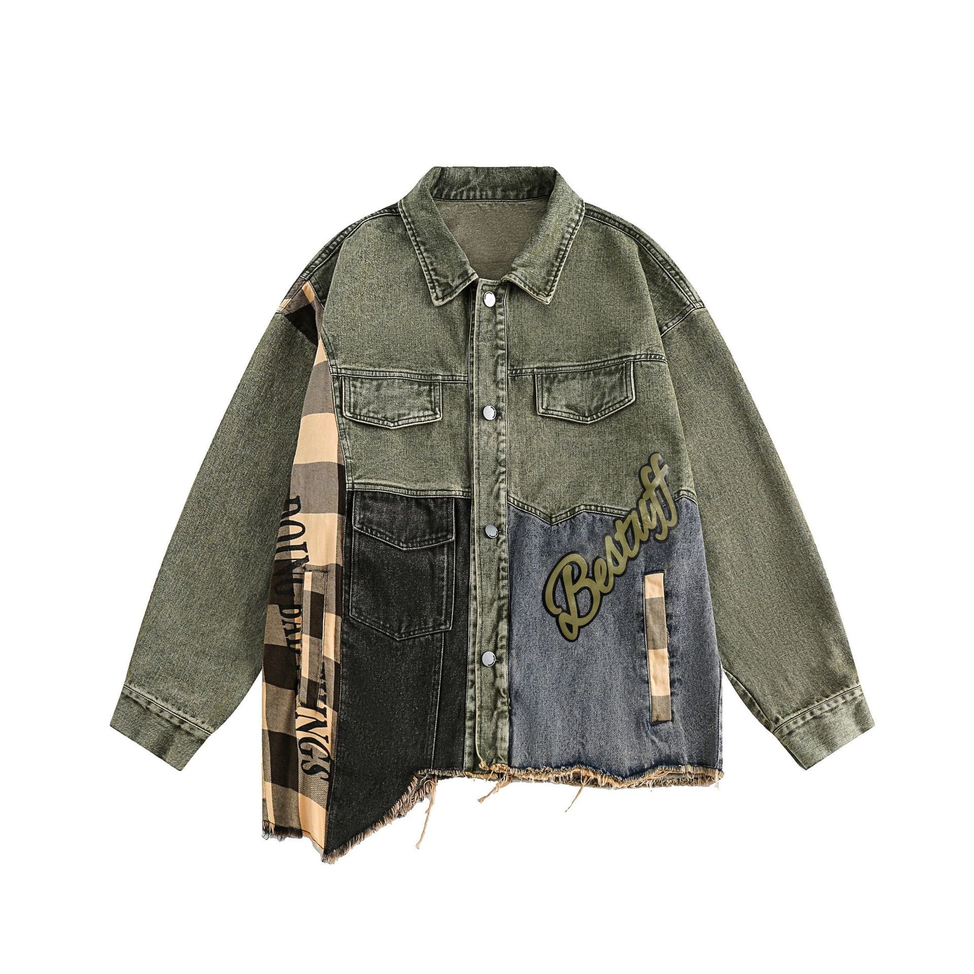 Retro Stitched Embroidered Denim Jacket
