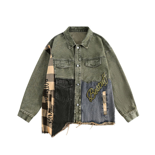 Retro Stitched Embroidered Denim Jacket