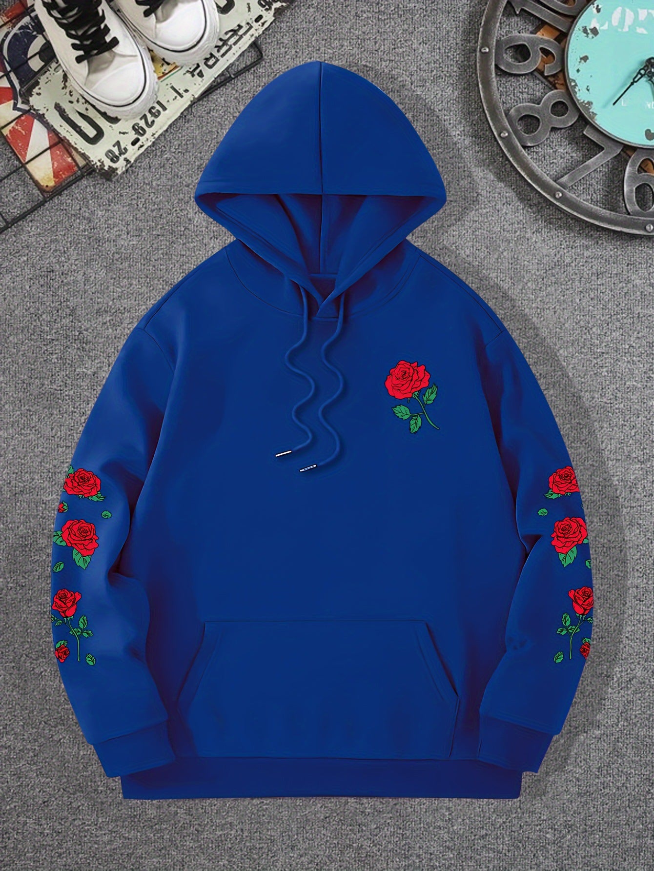 Harajuku Style Red Rose Off Shoulder Sweatshirt