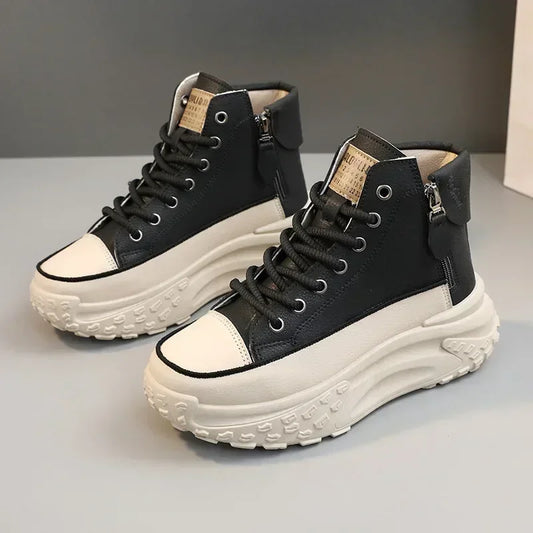 Women's Luxury Fashion High-Top Platform Sneakers - Casual Outdoor Running Shoes