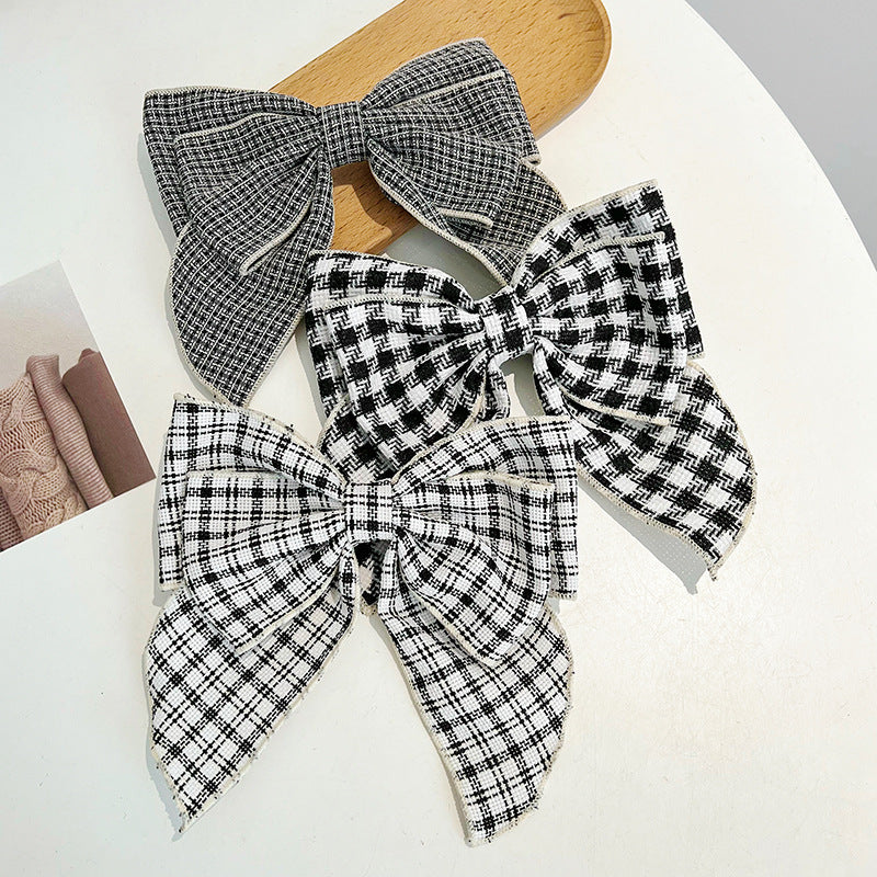 Thousand Bird Pattern Bowknot Girl Hair Clip with Duck Bill Design
