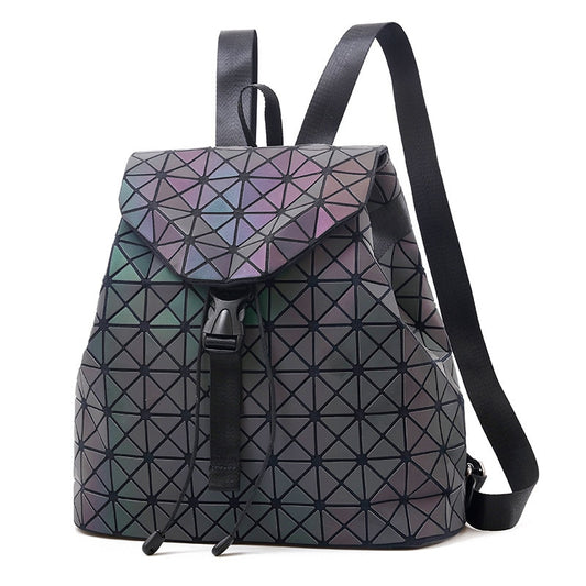 Luminous Geometric Plaid Sequin Backpack for Women