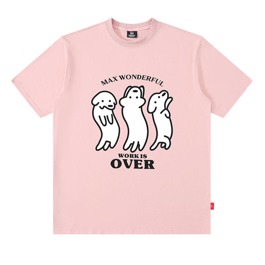 Oversized Cotton T-Shirt with Playful Sausage Dog Print