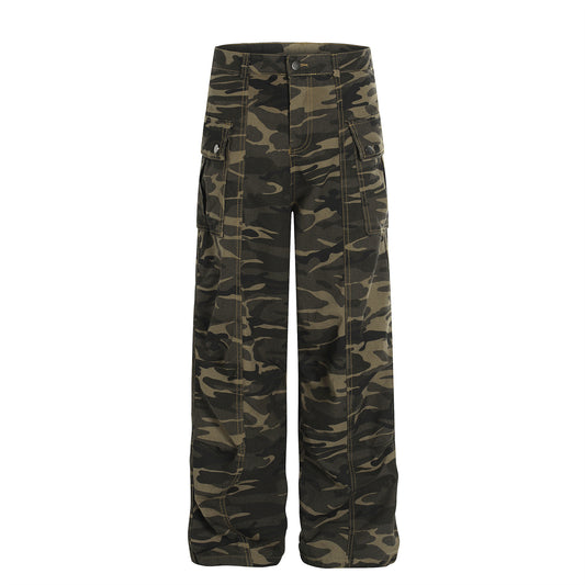 Camouflage Straight Leg Work Pants - Harajuku Street Style
