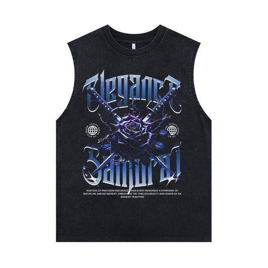 Harajuku Style Vintage Retro Print Sleeveless T-Shirt