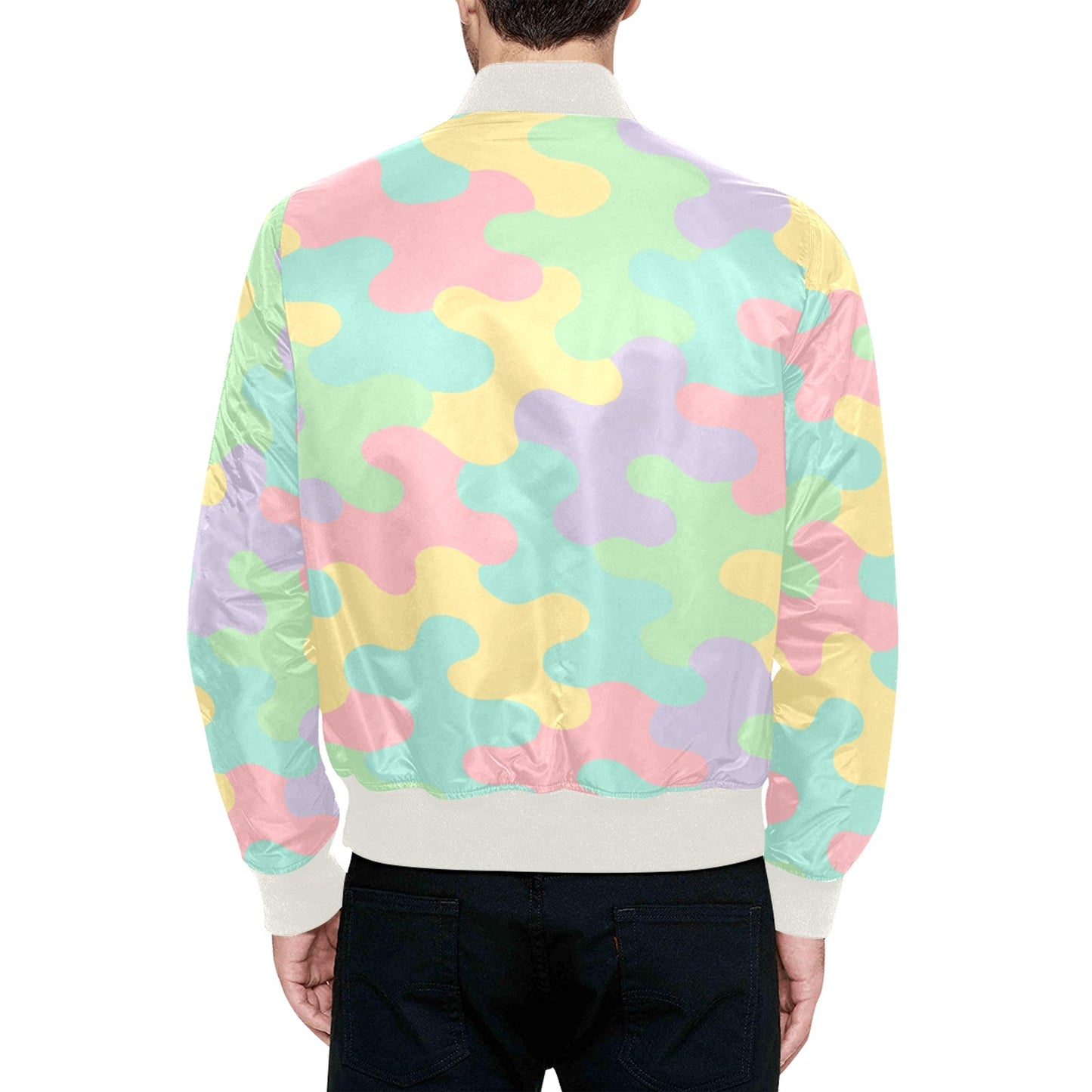 Harajuku Pastel Rainbow Camo Bomber Jacket