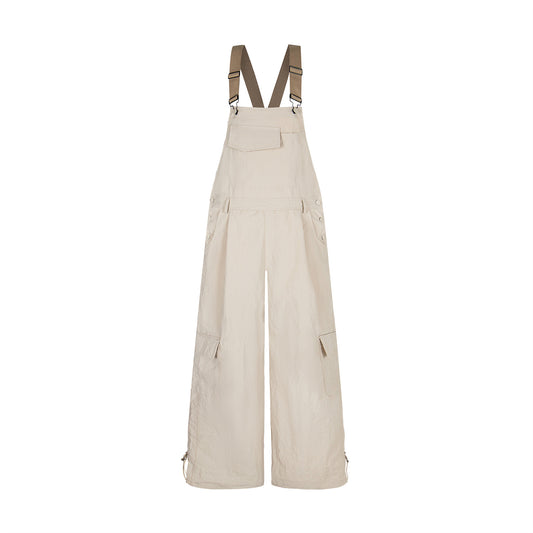 Adjustable Workwear Pocket Overalls in Vintage Apricot & Khaki Green