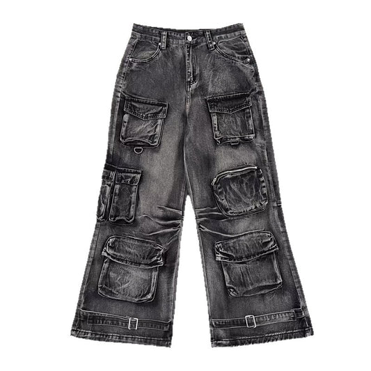 Heavy Industry Multi Pocket Tie Dye Workwear Jeans