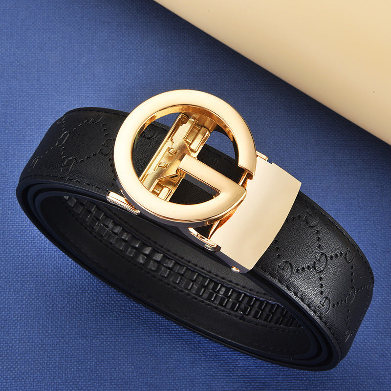 Men's Harajuku Style Genuine Leather Automatic Buckle Belt