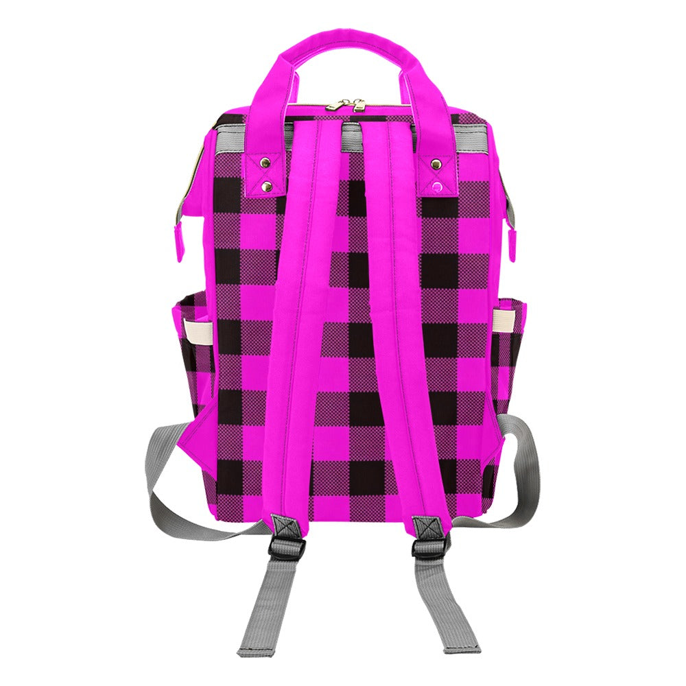 Pink and Black Plaid Harajuku Backpack