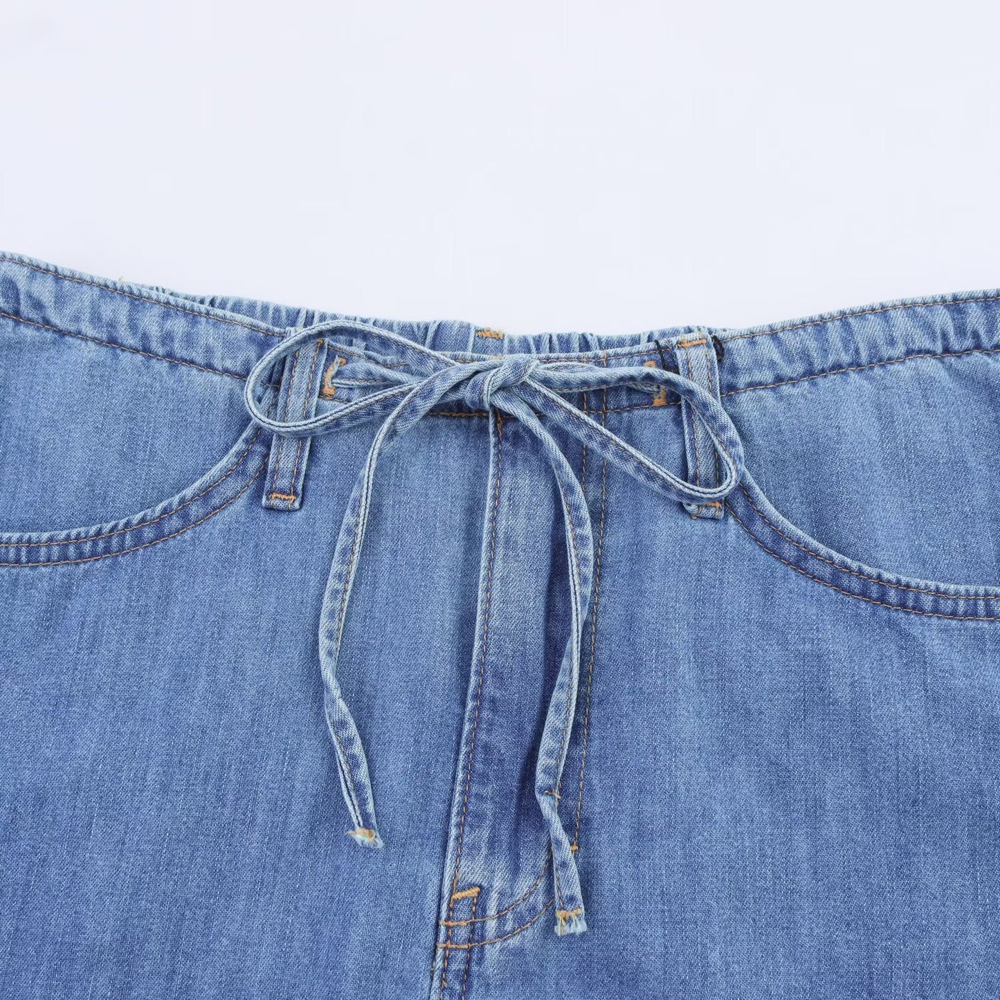 Lace-Up Hip Hugging Denim Skirt for Women - Harajuku Style