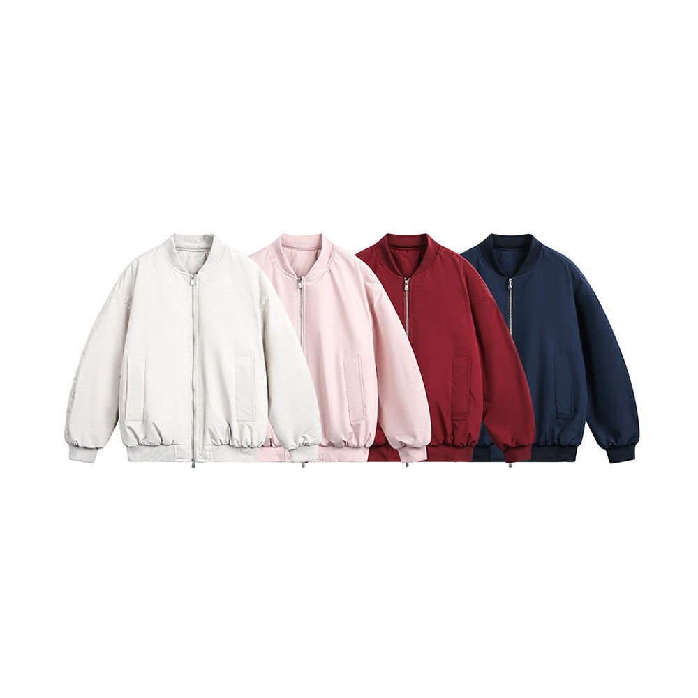 Solid Color Winter Jacket for Couples - Loose Fit Cotton Jacket