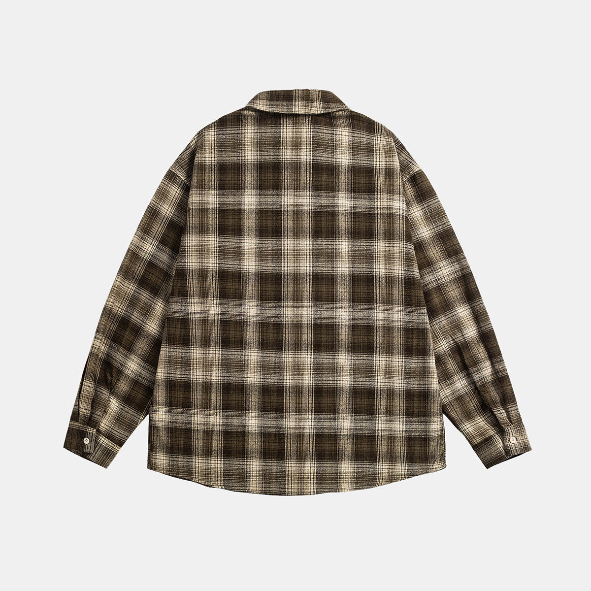 Casual Long Sleeve Checkered Plaid Shirt Loose Fit Design