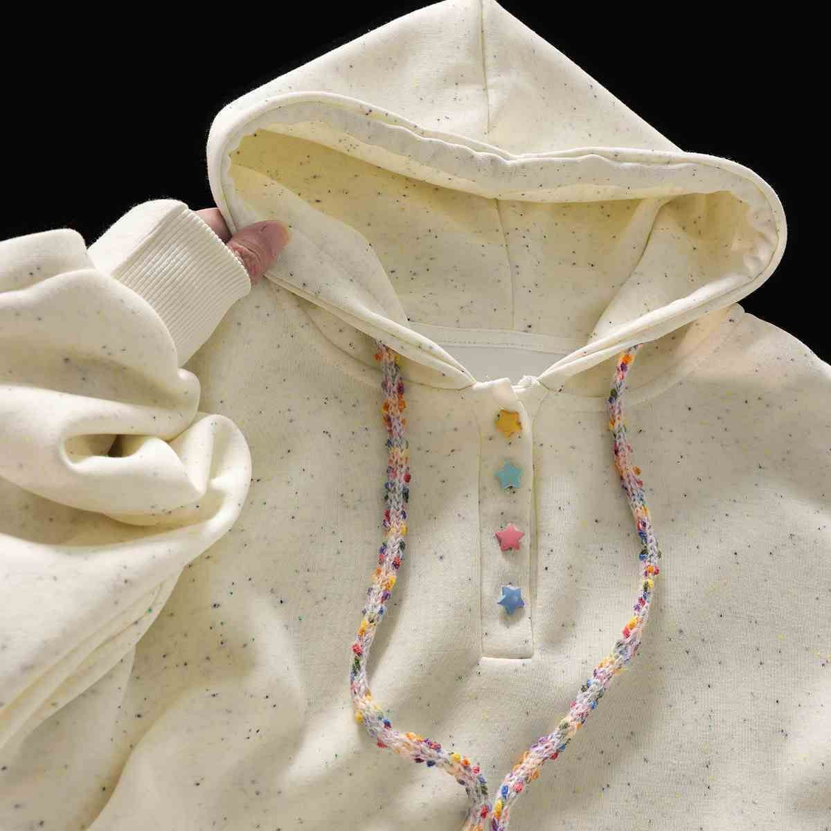 Cute Pink Polka Dot Hoodie Sweatshirt Women's Loose Top Outerwear