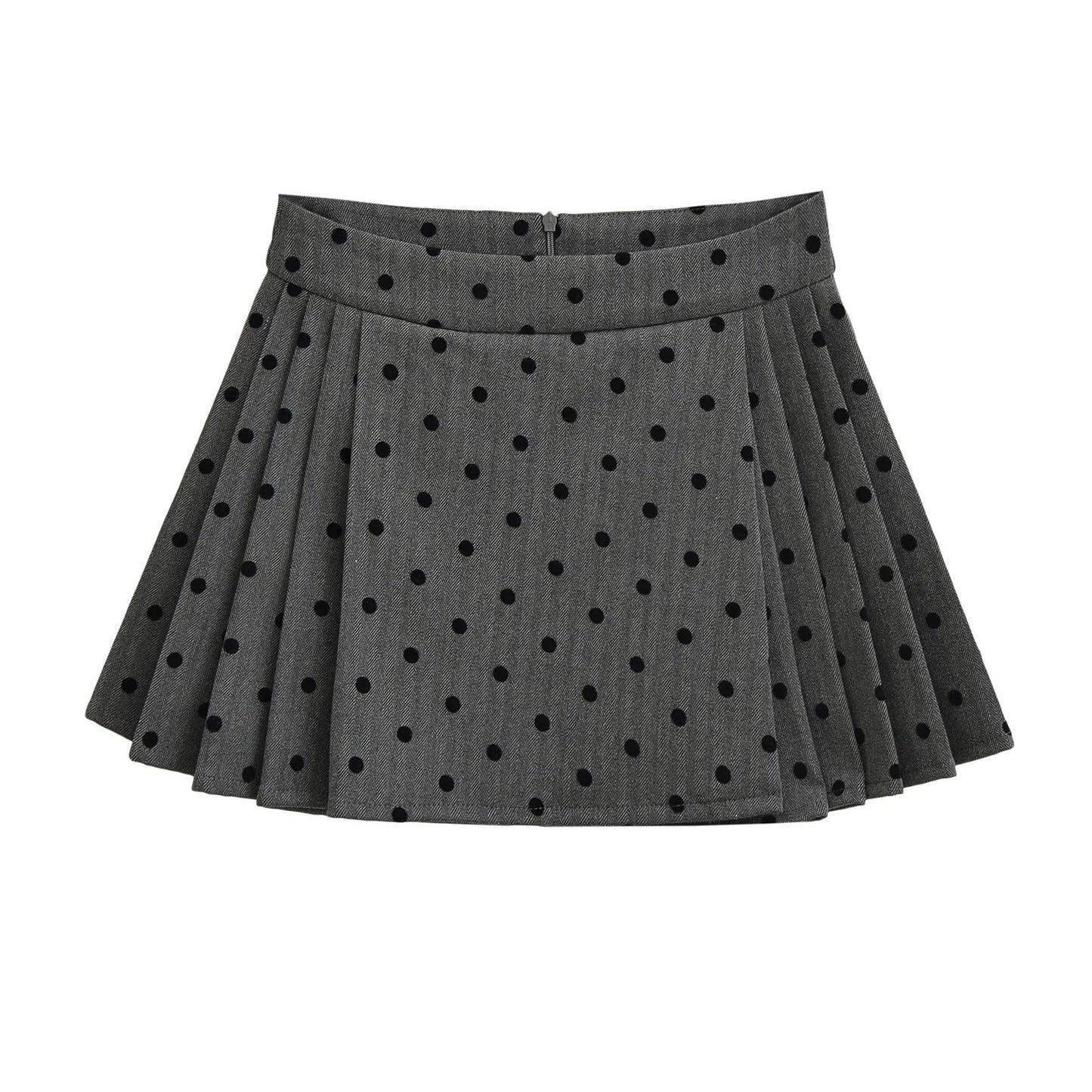 Plucked Polka Dot A-Line Skirt
