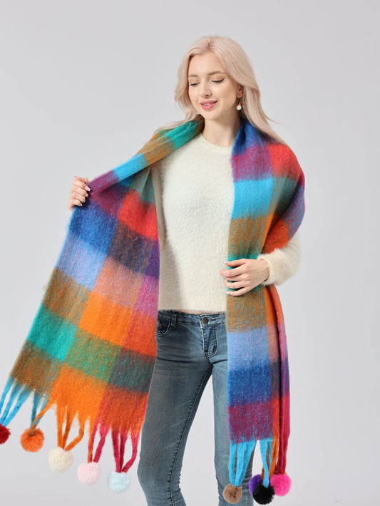 Harajuku Winter Plaid Cloak - Cozy & Stylish Poncho