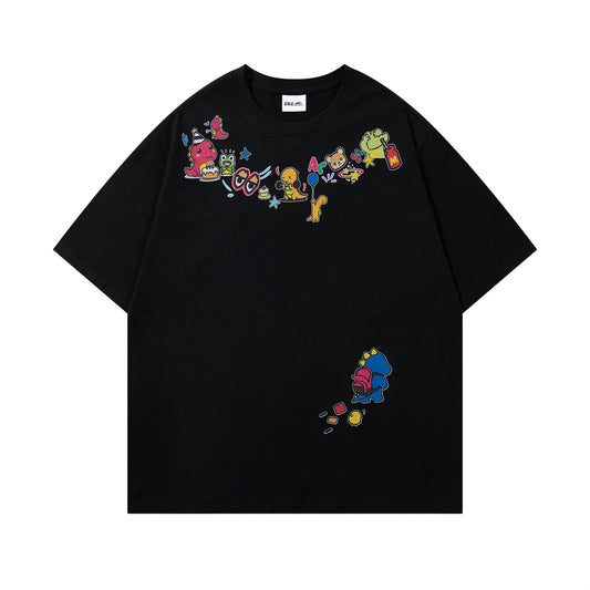 Retro Cute Cartoon Print Short Sleeve T-Shirt