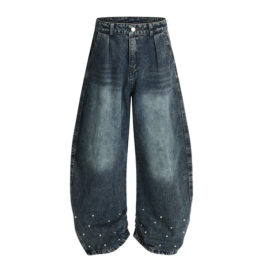 Harajuku Style Wide Leg Wash Denim Jeans