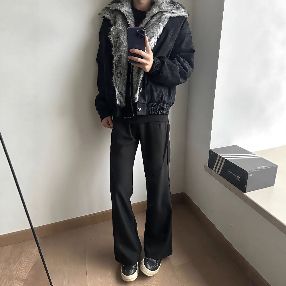 Men's Cotton Coat - Faux Fur Two-Piece Double-Layer  Cotton Coat