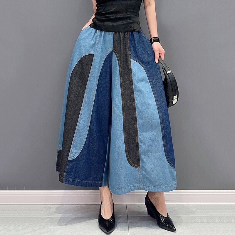 Harajuku Style Patchwork Wide Leg Pants