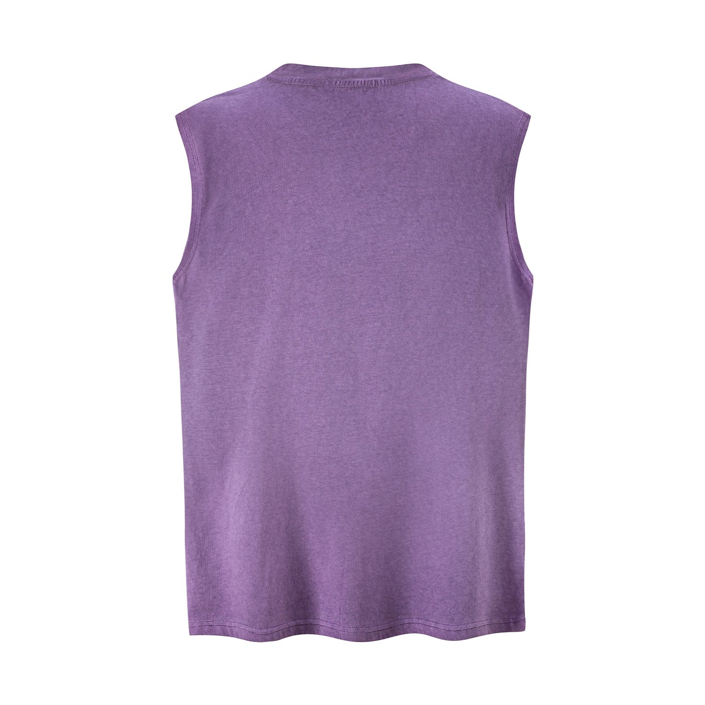 Cracked Beach Printed Vest — Harajuku Street-Style Loose Cotton Blend (Grey / Purple)
