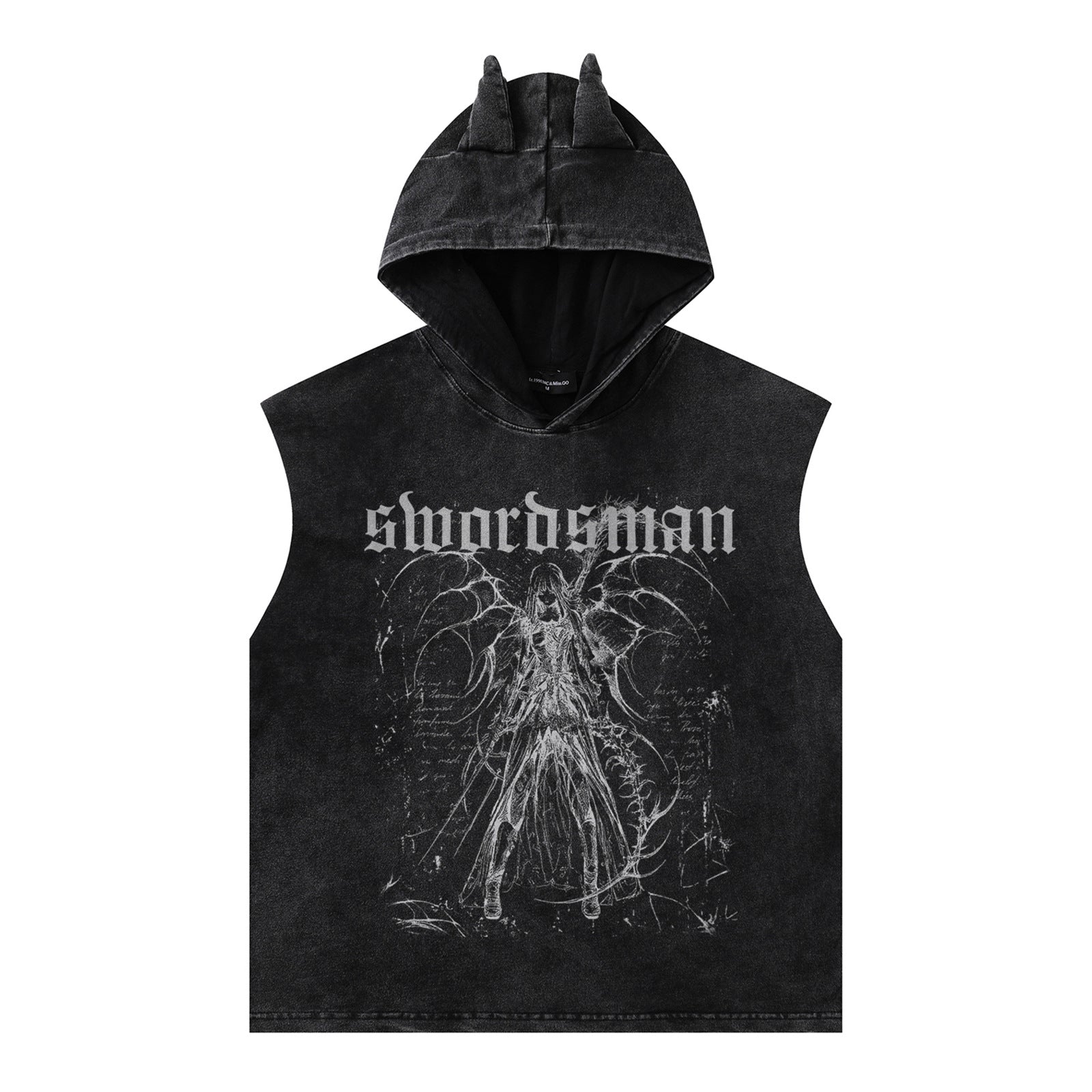 Harajuku-Inspired Water-Washed Sleeveless Hooded T-Shirt Vest