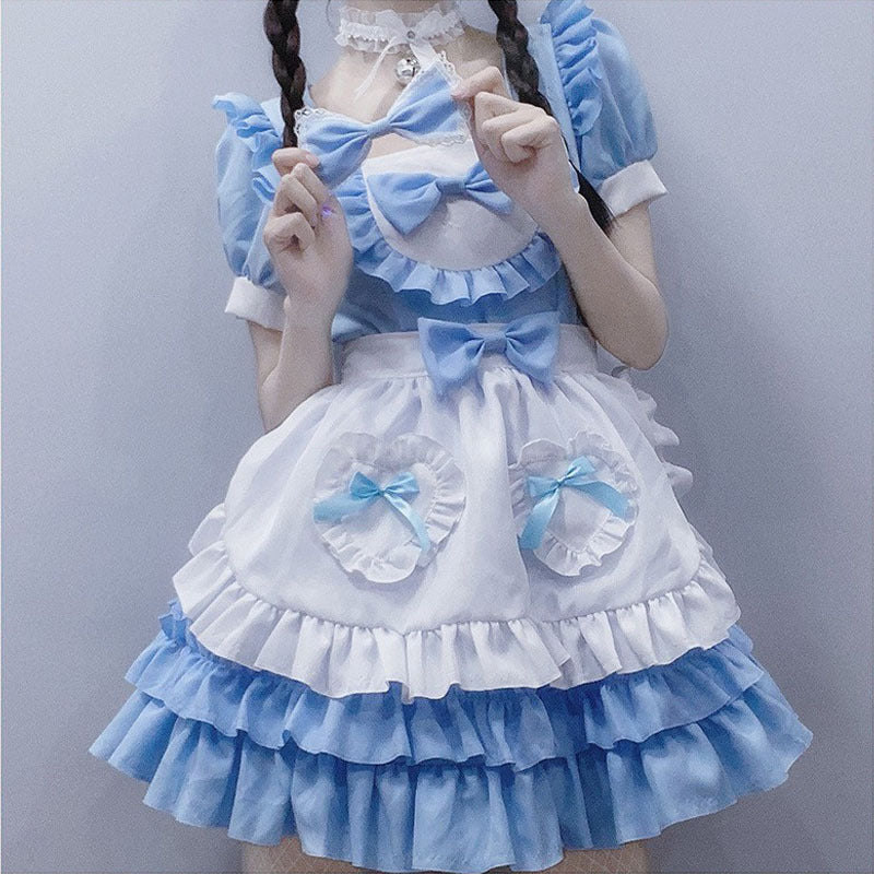 Cute Lolita Dress in Blue Maid Style - Pure Sweetheart Design, Sexy Creamy Fashion, Original Design