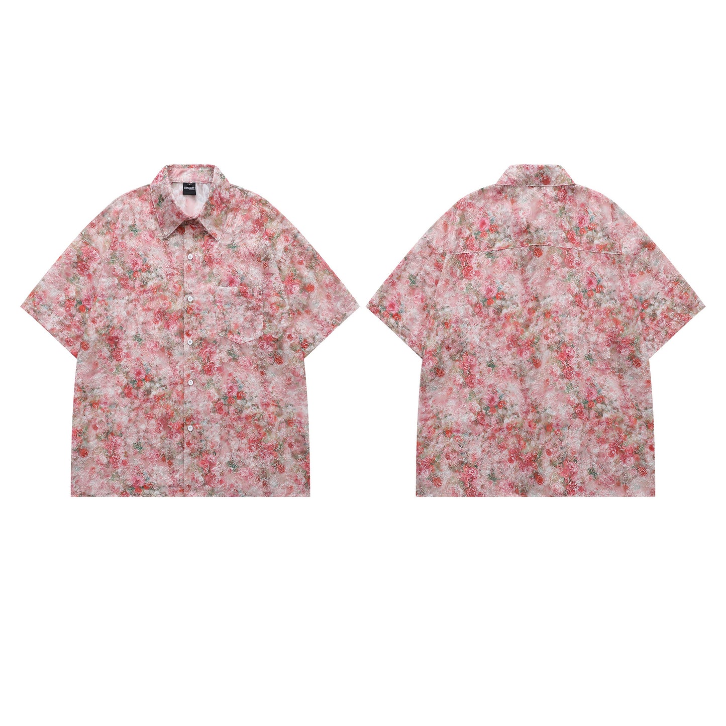 Harajuku Jacquard Short Sleeve Shirt for Couples