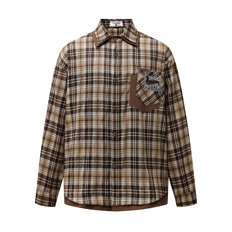Harajuku Brown Plaid Shirt - Loose Casual Blouse Jacket