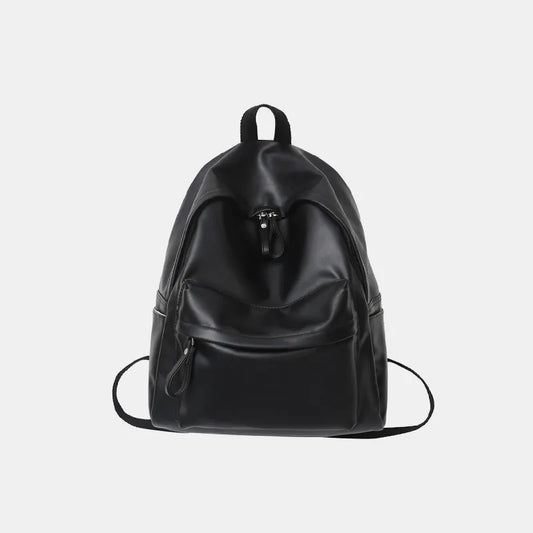 Harajuku PU Leather Zip Backpack
